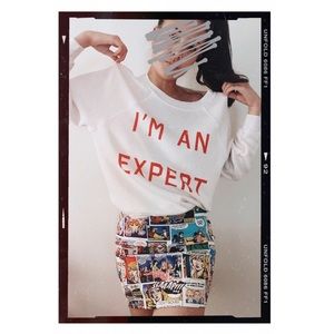Wildfox - I’m an Expert Cream Sweatshirt / xS